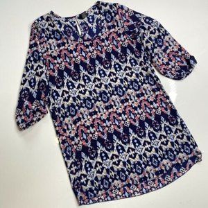 Rue21 3/4 Sleeve Aztec print Long Tunic Top Dress Size Small Atia Missing Belt